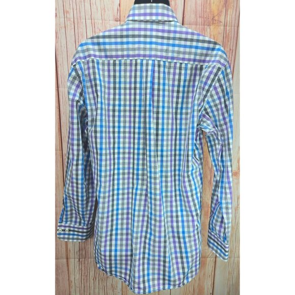 Peter Millar Mens Multicolor Gingham Check Dress Shirt Large - Picture 2 of 6